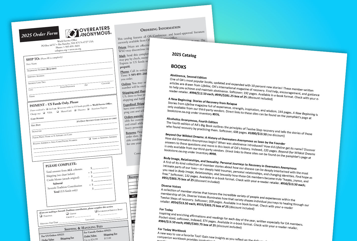 2025 Update OA Literature Catalog and Order Form Overeaters Anonymous