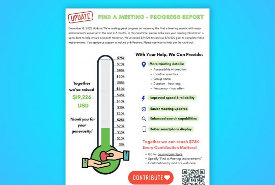 Find a Meeting Improvements Campaign — US$19,226 Contributed So Far