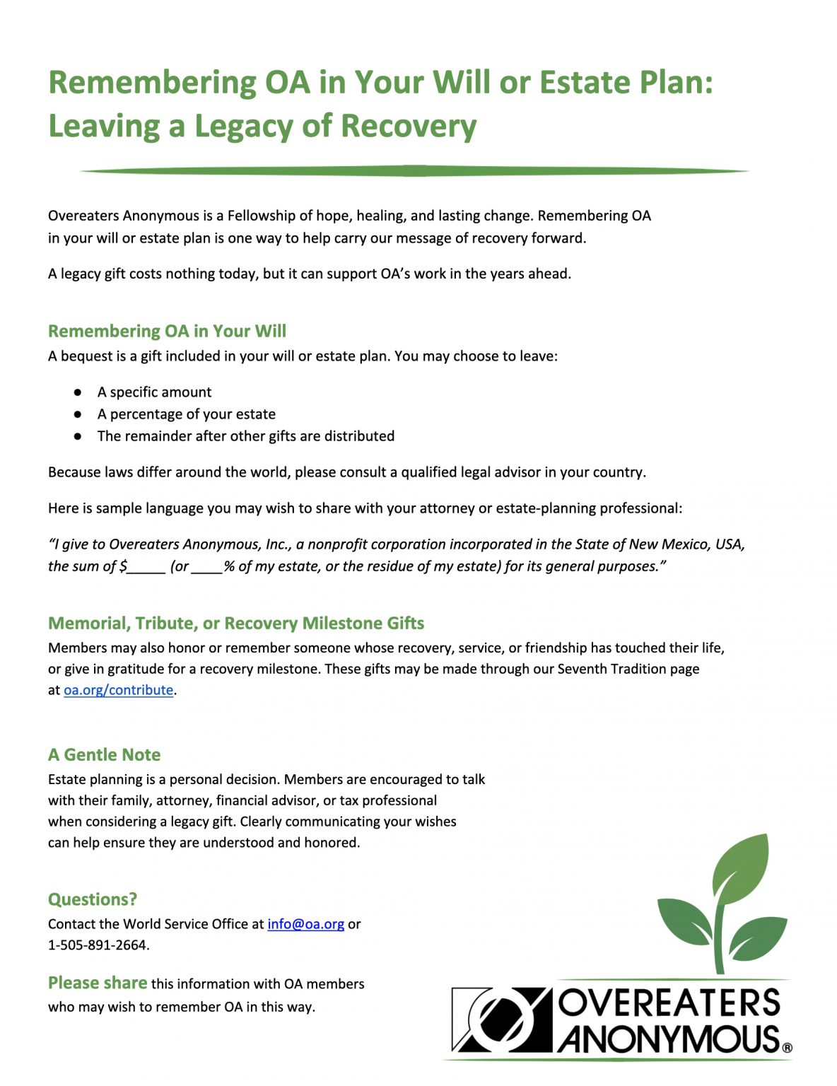 Oa Sample News – Overeaters Anonymous
