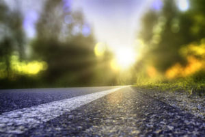 Pretty road with sunshine