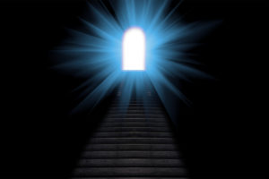 Steps leading out of darkness and into light.