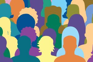 Colorful silhouettes of people