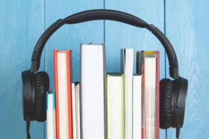 Headphones with books in between