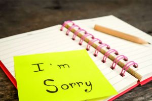 A note saying “I’m sorry”